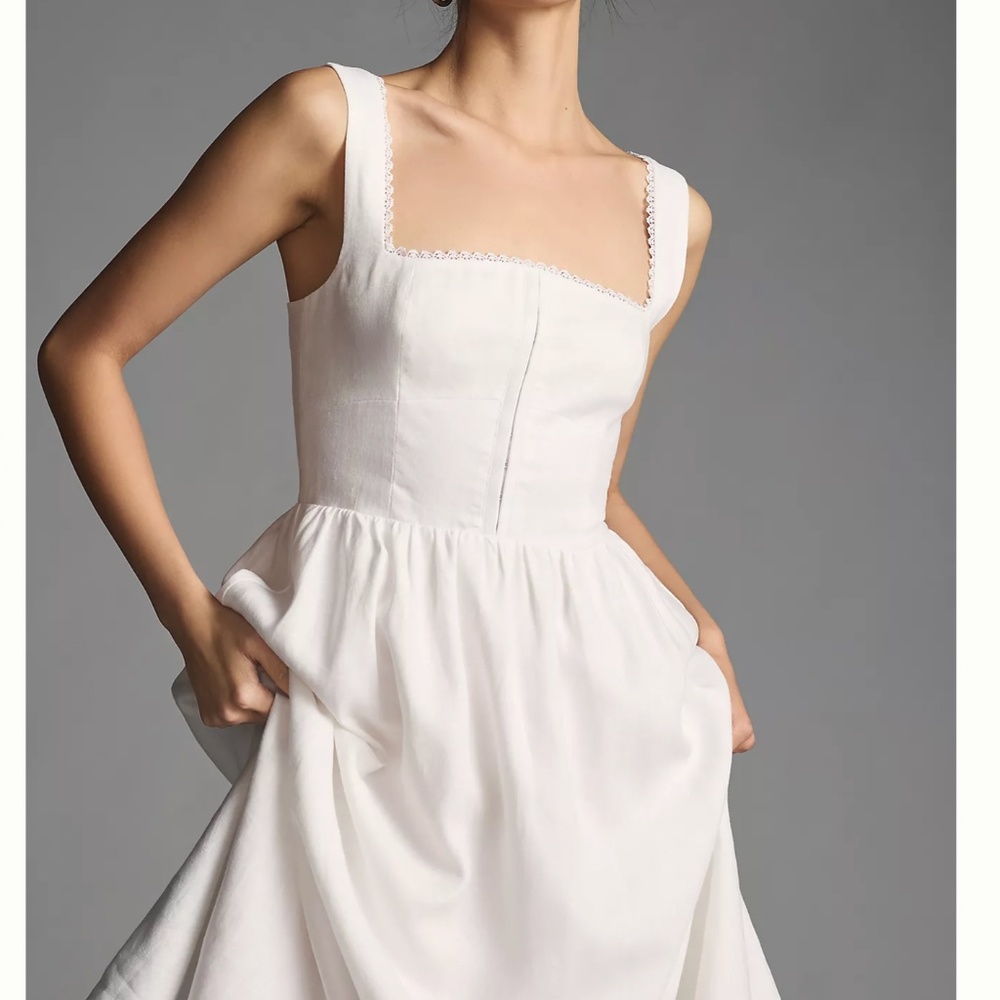 Reformation Tagliatelle Linen Dress - White - Picture 3 of 6